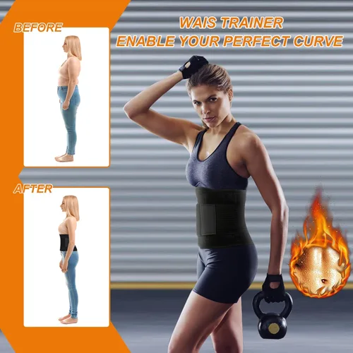 Vista 4 de Cinturón de entrenamiento de cintura para mujeres y hombres, cinturón reductor de pérdida de peso, soporte para la espalda, deporte, entrenamiento