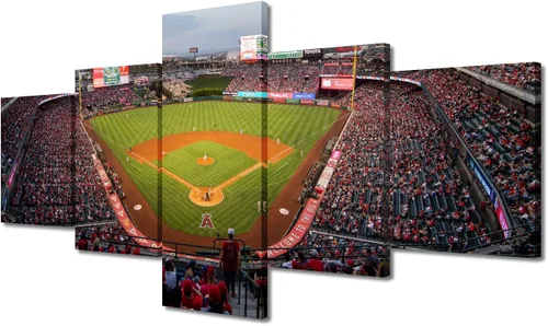 Vista 104 de TUMOVO T-MOBILE PARK - Arte de pared para sala de estar, lienzo de estadio de Seattle, 5 piezas, arte moderno de decoración de pared