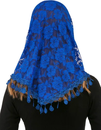 Vista 4 de PAMOR Mass Veil Triangle Mantilla Cathedral Head Cover Chapel Velo Encaje Chal Bufanda Latina