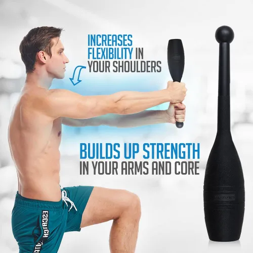 Vista 4 de Logest Mace - Club de ejercicios indios de plástico resistente, disponibles en 1 libra y 2 libras, juego de 2 perfectos para entrenamiento
