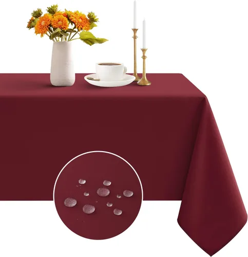 Vista 27 de Romanstile Mantel rectangular – Impermeable y resistente a las arrugas, mantel de poliéster lavable para cocina, comedor, fiesta, boda, uso en Beige