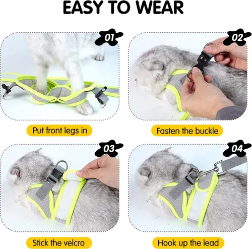 Vista 5 de Dotoner Arnés y correa para gatos, chaleco ajustable a prueba de escapes para gatos, chaqueta para caminar con arnés de malla de aire