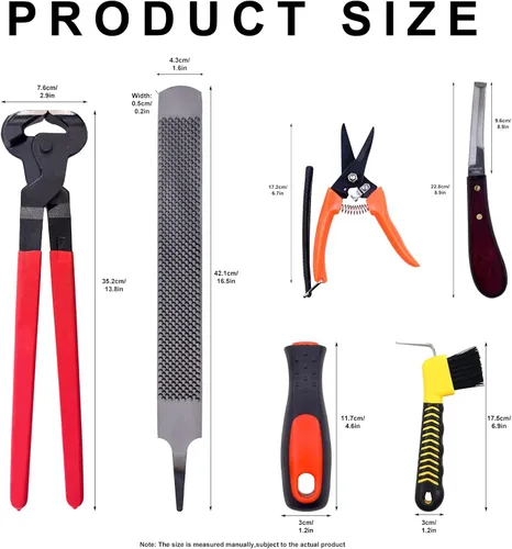 Vista 2 de Kit de herramientas de herrador de caballos de 14 pulgadas, 6 herramientas profesionales para recortar pezuñas, pueden recortar fácilmente