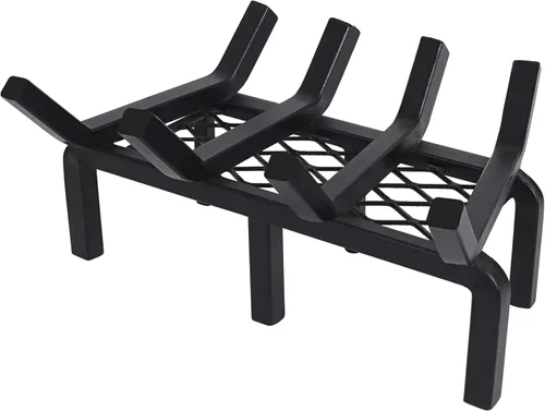 Vista 8 de Rejilla de chimenea de 17 pulgadas con retenedor de brasa, rejilla de leña de hierro fundido para chimenea, soporte para troncos de chimenea