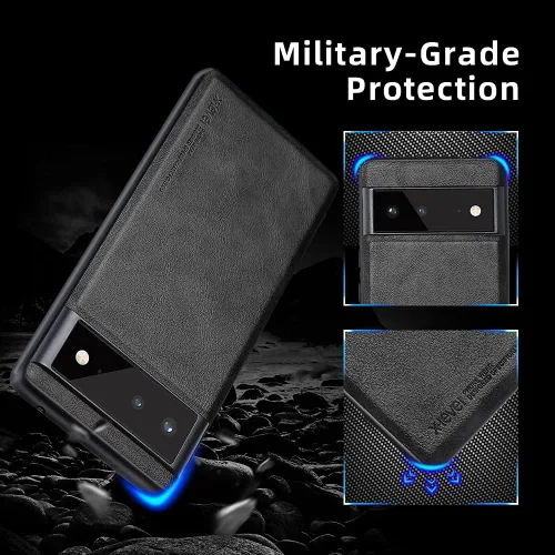 Vista 2 de X-level Funda protectora para Google Pixel 6, antiarañazos, de piel sintética de alta calidad, TPU suave, a prueba de golpes, para Google Pixel 6