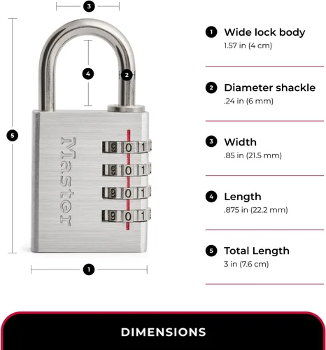 Vista 7 de Master Lock 643D Candado de combinación, establece tu propia combinación, 1 paquete, plateado