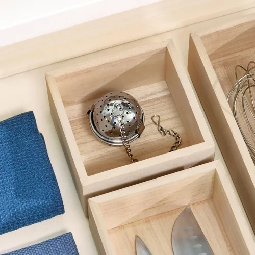 Vista 5 de iDesign - Organizador de cajones de madera de Paulownia renovable, 5 x 5 x 2.5 pulgadas, natural