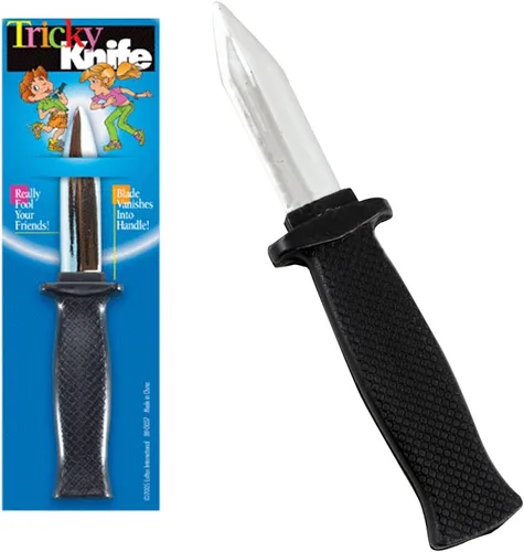 Vista 2 de Set de cuchillos, pack de dos, truco plástico primavera falsa retráctil (combo de lote), 2 juguetes mágicos clásicos, novedad Gag cuchillos, sin