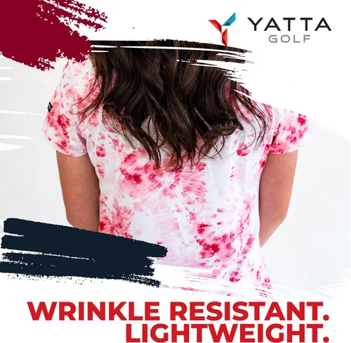 Vista 6 de YATTA GOLF Polo de golf para mujer, resistente a las arrugas, absorbe la humedad y cuello en V para mujer