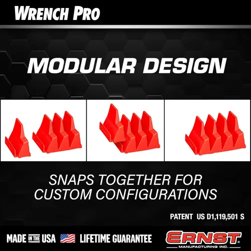 Vista 5 de Ernst Manufacturing Wrench Pro - Organizador modular de llaves para 20 herramientas con base magnética, fabricado en los Estados Unidos