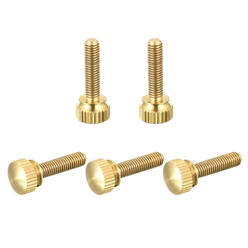 Vista 29 de uxcell 10 tornillos moleteados para el pulgar, pernos de hombro de latón M4x6mm, perillas de agarre escalonadas para PC, electrónicos, mecánicos