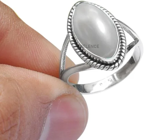 Vista 32 de Anillo de Plata de Ley 925 Para Mujeres Anillo de Piedra Preciosa Anillo Bohemio de Plata de Ley Piedra Natal de Diciembre Engaste de Bisel