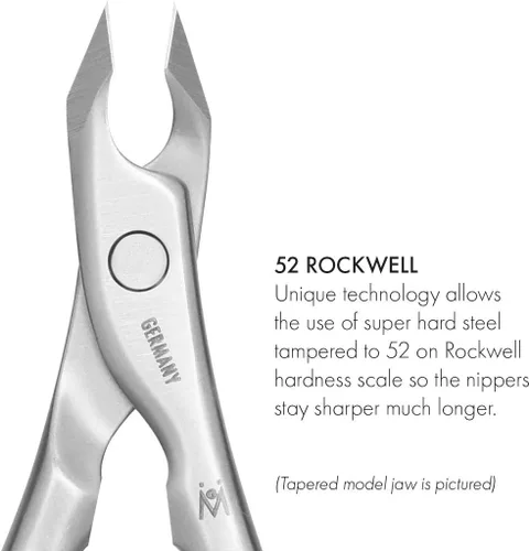 Vista 5 de GERMANIKURE Recortadora de cutículas Tower Point, pinza de media mandíbula de 1/2, fabricado éticamente en Alemania, removedor profesional