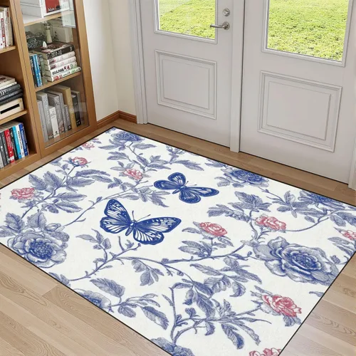 Vista 9 de 32"x 48" Boho Area Rugs Marble Texture Seamless Pattern Silver Gold Grey Blue Black Abstract Washable Low Pile Carpet Non Slip Floor Mat Soft for