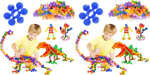 Vista 7 de Bloques de construcción para niños, juguetes STEM, 120 piezas de engranajes de plástico que se entrelazan y se doblan - Material seguro - Juguetes
