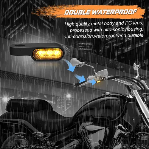 Vista 3 de NTHREEAUTO Luces intermitentes LED mini para manillar, luz marcadora delantera para motocicleta, compatible con Honda Shadow Harley Dyna Sportster