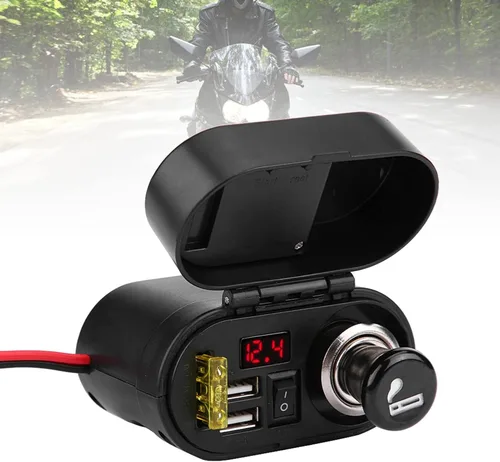 Vista 6 de Adaptador de teléfono USB dual para motocicleta, enchufe y voltaje para encendedor de cigarrillos