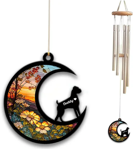 Vista 56 de Carillón de viento con atrapa el sol afghan Hound, campanilla de viento conmemorativa de girasol personalizada para perro, regalo de pérdida