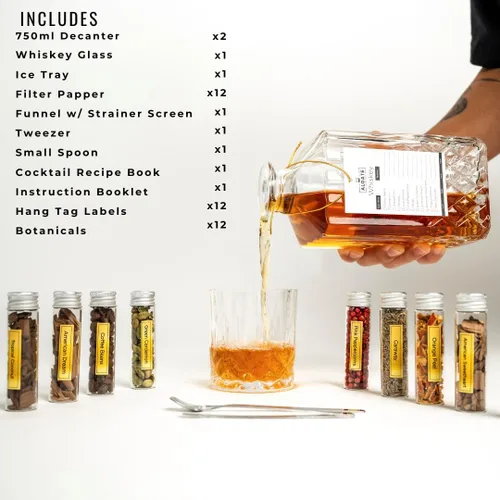 Vista 2 de Kit de infusión de whisky de bricolaje Haz tu propio kit de whisky – 12 chips de madera y botánicos, kit completo de fabricación de whisky 2