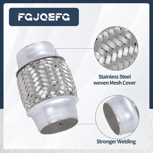Vista 2 de 2 piezas de tubo flexible de escape de acero inoxidable doble trenzado 1.75" x 4" con extremos de 4" de largo