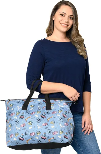 Vista 9 de Harry Potter Bolsa de lona de tren búho Hogwarts con estampado de búho para viajes Blanco apagado Bolsa de lona