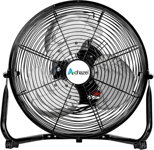 ACHAZEL Ventilador de piso de alta velocidad de 12 pulgadas, ventilador de metal resistente de 3 velocidades con inclinación de 180°, comercial,