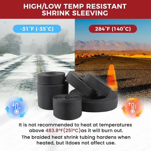 Vista 7 de Funda Termorretráctil para Cables 2:1 Manga de Cable Trenzada Retráctil de 1-1/8 Pulgadas ID-46ft Protección contra la Abrasión Tela Flexible