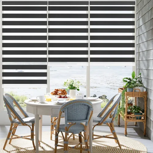 Vista 18 de Changshade Smart Motorized Zebra Blinds Blackout Remote Control Work with Alexa, Google Home, Apple Homkit, Custom Size Electric Power Indoor Window
