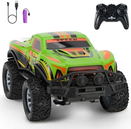 Camión todoterreno con control remoto, auto RC de 2.4 GHz con luces LED, vehículo todoterreno a escala 1:20, camión RC rojo, auto a control remoto