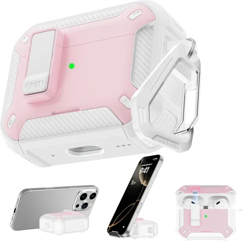 Vista 34 de RFUNGUANGO Funda para AirPod de 2ª generación con kit de limpieza, armadura protectora de carcasa dura militar con bloqueo para funda de carga