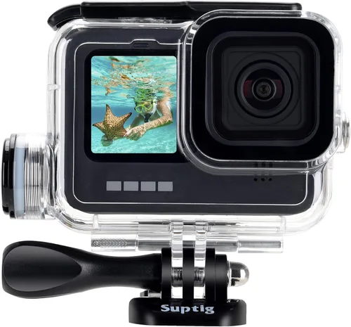 Vista 2 de Suptig Carcasa impermeable, funda impermeable para buceo, funda de carga compatible con Gopro Hero 11 Hero 10 Hero 9, color negro, impermeable, 164