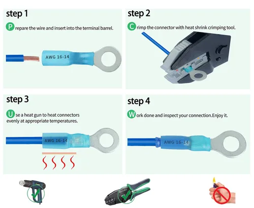 Vista 4 de 280 conectores de alambre termorretráctil, conectores de anillo termorretráctil de grado marino, conectores de cable eléctrico AWG 22-10, conectores