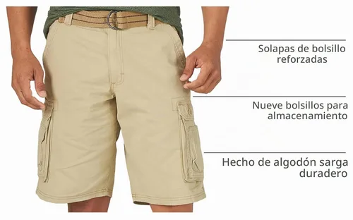 Vista 7 de Pantalones cortos cargo Wyoming con cinturón nuevos para hombre Dungarees