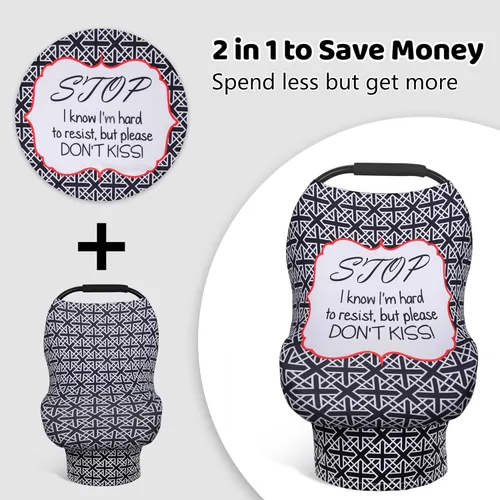 Vista 2 de Metplus Funda de asiento de automóvil sin contacto para bebés, fundas de lactancia para mamá, bufanda de lactancia, toldo multiusos para asiento