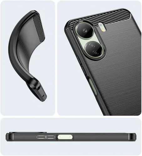 Vista 4 de Funda para Xiaomi Redmi 13C Actualizada Antideslizante Absorción de Golpes Flexible TPU Fibra de Carbono Parachoques de goma suave Funda protectora