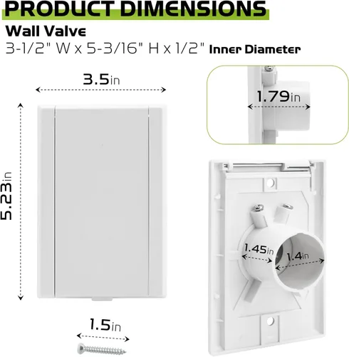 Vista 2 de Válvula de entrada de vacío central para aspiradora central Nutone Blanco - Paquete de 2..