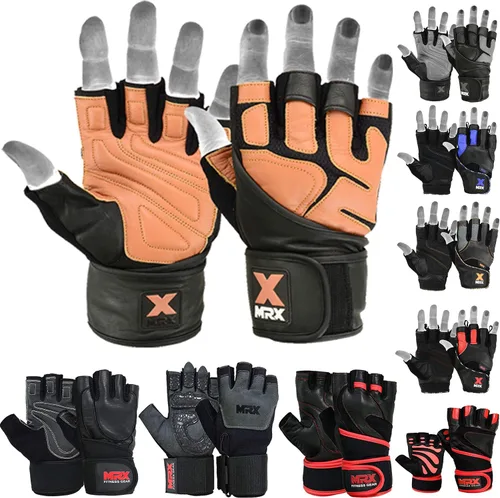 MRX - Guantes de levantamiento de pesas con correa de muñeca de 18 pulgadas de largo, para gimnasio, entrenamiento, ejercicio y fitness