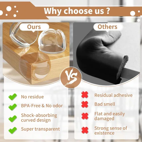 Vista 6 de Protector de esquina de silicona, protectores de mesa para bebé, protectores de esquina transparentes para muebles y bordes de seguridad para bordes