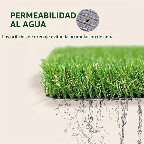 Vista 3 de Outsunny 1 alfombra de césped artificial para exteriores de 3 x 10 pies con orificio de drenaje y respaldo de goma