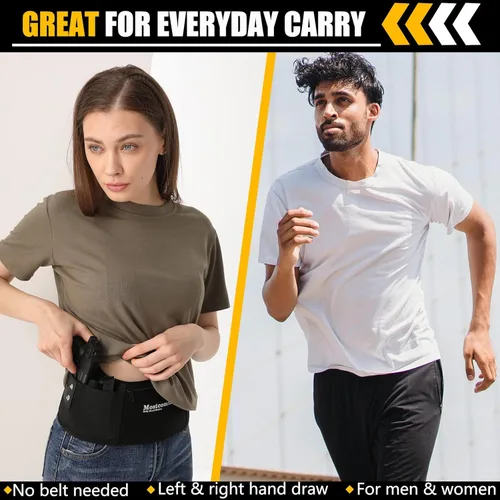 Vista 8 de Mostcomtac Funda de banda para el vientre para hombres y mujeres, funda de neopreno transpirable, cinturón táctico de múltiples bolsillos