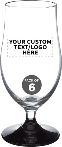 DISCOUNT PROMOS Toscana, vasos de agua grandes personalizados de 13 onzas, juego de 6, texto personalizable, logotipo, cristalería con patas de té