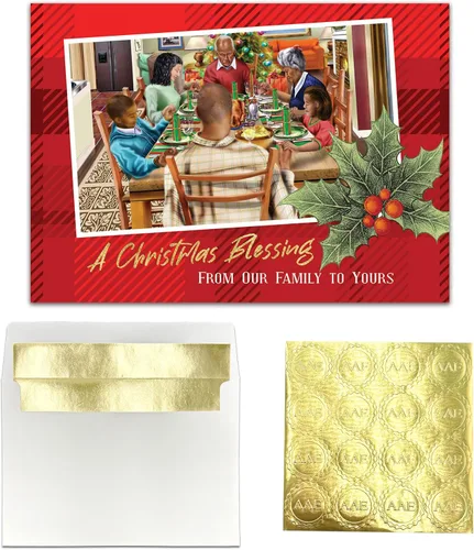 Vista 48 de African American Expressions - Juego de tarjetas navideñas en relieve en caja - Diseños de temporada inspiradores - Juego de 15 (5x7) tarjetas