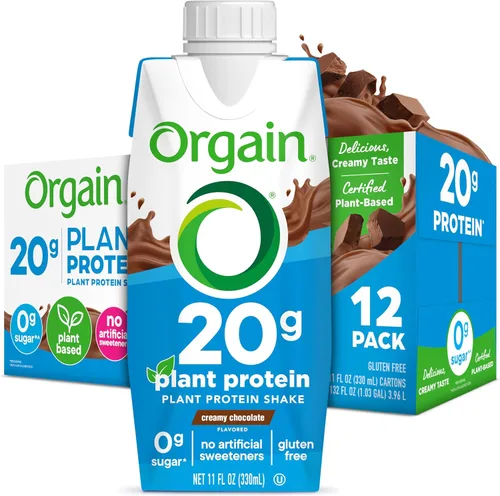 Orgain Batido nutricional orgánico vegano a base de plantas, chocolate suave, reemplazo de comida, 0.56 oz de proteína, 21 vitaminas y minerales,