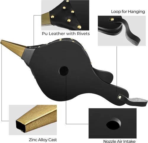 Vista 6 de Amagabeli - Fuelle de chimenea de 17 x 7.5 pulgadas grande, soplador de aire de madera con boquilla fundida para acampar al aire libre, barbacoa