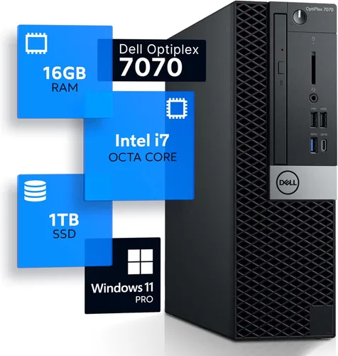 Vista 8 de Dell Computadora de escritorio Optiplex 7070 Hexa Core Intel i5 (3.2) 8 GB DDR4 RAM 250 GB SSD estado sólido Windows 11 Professional PC