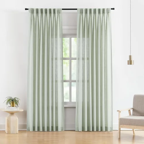 Vista 17 de Vision Home - Cortinas plisadas y semitraslúcidas con ganchos, mezcla de lino texturizado, filtran la luz, para sala, dormitorio, 2 paneles, 40 x 63