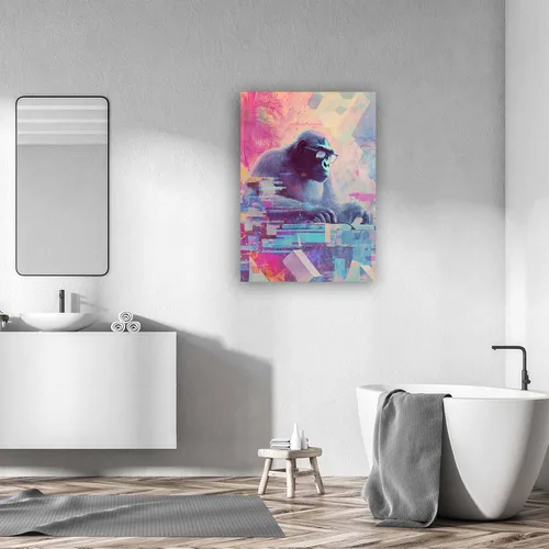 Vista 3 de Cool Retro Gorilla Pop Art Posters Cyberpunk Creativity Home Office Decor Animal Themed Modern Wall Art-Framed-24x36inch