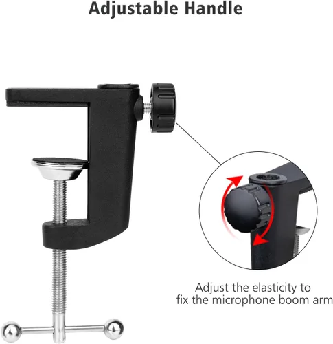 Vista 3 de Abrazadera de escritorio de metal para micrófono Suspensión Boom Scissor brazo soporte soporte con tornillo ajustable por SUNMON
