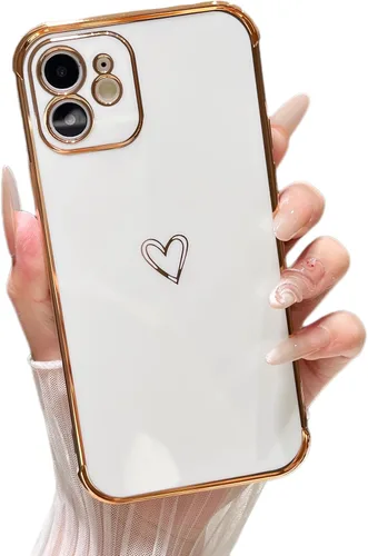 Vista 32 de ZTOFERA Funda diseñada para iPhone Air de 6.5 pulgadas, bonito borde chapado con patrón de corazones de amor con protección para lente de cámara