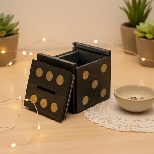 Vista 7 de Winshare Puzzles and Games Caja de rompecabezas Enigma Dice Cube – Soporte para dinero y regalo en un candado de madera para trucos mágicos